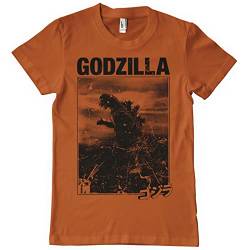 Godzilla Offizielles Lizenzprodukt Vintage Herren T-Shirt (Verbrannte orange), Large von Godzilla