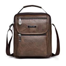 Goecice Umhängetasche Herren Vintage Leder Klein Tasche Herren Schultertasche Hohe Kapazität Männerhandtasche Shoulder Bag Crossbody Messenger Bag Casual Handtasche für Arbeit Reise(Dunkelbraun) von Goecice