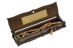Gök-Türk Gebetskette - Kuka Tesbih mit Schatulle mit IHRER Gravur Braune 33 Perlen aus Holz von Gök-Türk