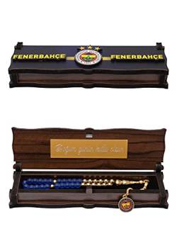 Gök-Türk Handgemachte Schatulle Box mit Ihrer Gravur aus Holz & Tesbih Gebetskette 'Fenerbahce' für Fußballfans, ColorName:mit Gravur von Gök-Türk