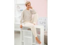 Schlafanzug GÖTTING Gr. 48/50, beige (natur, geringelt) Damen Homewear-Sets Pyjamas von Götting