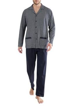 Götzburg Herren Pyjama, Langarm, Baumwolle, Single Jersey, Navy, Bedruckt 54 von Götzburg