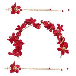 Gogogmee 1 Set Quasten Stirnband Ohrringe Einzigartige Blumenohrringe Dekorative Ohrringe Brautaccessoire Eleganter Kopfschmuck Einzigartige Ohrringe Blumen Stirnband von Gogogmee