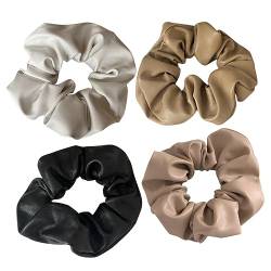 Gogogmee 4 Stück Dickdarm-scrunchie Aus Leder Haarbänder Für Frauen Hitzelose Locken Haargummis Haargummi Für Mädchen Stirnband Für Lockenstäbe Ohne Hitze Halter Elastizität Stoff Fräulein von Gogogmee