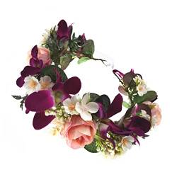 Gogogmee Künstlicher Blumenkranz Hochzeit Haarkranz Floraler Kopfschmuck Blumengirlanden Zur Dekoration Fuß Messgerät Blumenstirnbänder Brautjungfer Seidentuch Stirnband Hochzeitskleid von Gogogmee