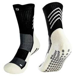 Anti-Rutsch Fußball socke Herren Damen Grip socke Rutschfeste Sport Trainingssocke Rugby Tennis Beige-Schwarz L 1P von Gogogoal