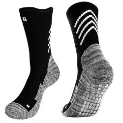 Anti-rutsch Fußball socke Herren Damen Gripsocke Rutschfeste Sport Trainningsocke Rugby Handball Tennis grau-Schwarz2 M 1P von Gogogoal