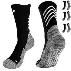 Gogogoal Anti-Rutsch-Fußballsocken Herren Damen Fußballsocken rutschfeste Sport-Trainingssocken Boxen Handball Laufen grau-Schwarz2 L 3P von Gogogoal