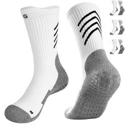 Gogogoal Anti-Rutsch-Fußballsocken Herren Damen rutschfest Sport socke Yoga Tennis Fitnessstudio Boxen Laufen Basketball grau-Weiß L 3P von Gogogoal