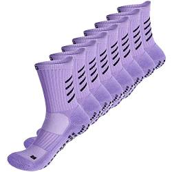 Gogogoal Anti-Rutsch-Sportsocken für Kinder Jungen Mädchen Kleinkinder Babys rutschfeste Hausschuhe Trainingssocken für Fußball Basketball Yoga Tennis Lila M 4P von Gogogoal