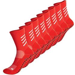 Gogogoal Anti-Rutsch-Sportsocken für Kinder Jungen Mädchen Kleinkinder Babys rutschfeste Hausschuhe Trainingssocken für Fußball Basketball Yoga Tennis Rot L 4P von Gogogoal