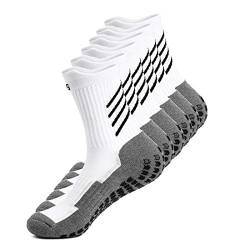 Gogogoal Antirutsch-Fußballsocke Herren Damen Sport socken Rutschfest-Athletiksocke Basketball Tennis Fitness Zuhause Joggen Grip Socke größe Weiß L 3P von Gogogoal