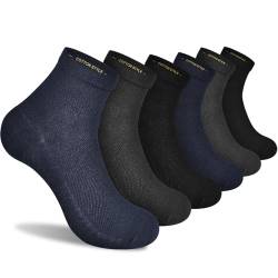 Gogogoal Baumwoll Crew-Socken Herren Damen Jungen atmungsaktiv Anti-Geruch Business dünne Socke Freizeit Laufen Kleid Socken 36–44 Schwarz Grau Blau 6 Paar M von Gogogoal