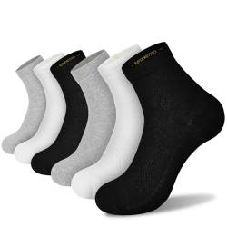 Gogogoal Baumwollsocken Herren Damen feuchtigkeitsableitend atmungsaktiv Anti-Geruch geruchshemmend Geschäft Beiläufig Laufen Viertel socken 36-46 Schwarz+Weiß+Grau, 6 Paar L von Gogogoal