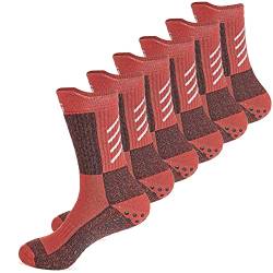 Gogogoal Dicke rutschfeste Sportsocke Socke für Herren Damen Wolle Thermo Frottee Hausschuh Socke zum Wandern Skifahren Radfahren Rot M 3P von Gogogoal