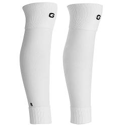 Gogogoal Kompression Fußball Wadenärmel Socken Herren Damen Bein soccer Schienbein Socke Sportlich Wadensocken Laufen Wandern Handball Alltag Weiß L 1P von Gogogoal