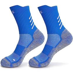 Gogogoal Rutschfeste Fußballsocke Herren Damen rutschfeste Rugby-Socke beidseitig rutschfest gepolsterte Sportsocken für Fußball Yoga Fitnessstudio Cricket Boxen grau-Blau2 L 1P von Gogogoal