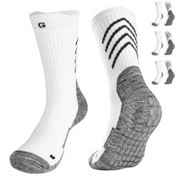 Gogogoal Rutschfeste Fußballsocken Herren Damen Antirutsch Fußballsocken Rugby Athletiktraining Laufen Wandern Handball grau-Weiß2 L 3P von Gogogoal