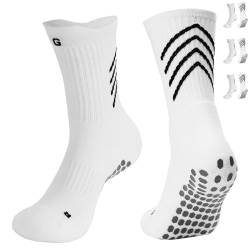 Gogogoal Rutschfeste Fußballsocken Herren Damen Grip Rugby Fussball Sportsocken Handball Weiß M 3P von Gogogoal