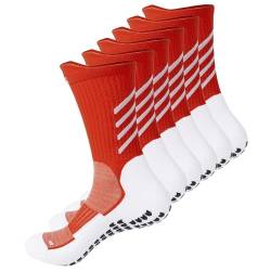 Gogogoal Rutschfeste Fußballsocken Männer Frauen rutschfeste Fussball socke Anti-Rutsch Sportsocken läuft Laufen weiß+Rot3 L 3P von Gogogoal