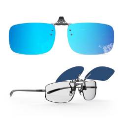 Goiteia Polarisierte, hochklappbare Clip-Sonnenbrille für Männer und Frauen | Einfaches An- und Ausziehen mit einer Hand (57 x 36 mm, blaue Spiegelgläser). von Goiteia