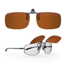 Goiteia Polarisierte, hochklappbare Clip-Sonnenbrille für Männer und Frauen | Einfaches An- und Ausziehen mit einer Hand (57 x 36 mm, braune Gläser). von Goiteia