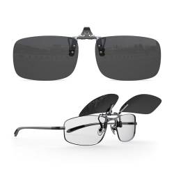 Goiteia Polarisierte, hochklappbare Clip-Sonnenbrille für Männer und Frauen | Einfaches An- und Ausziehen mit einer Hand (57 x 36 mm, graue Gläser). von Goiteia