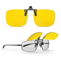 Goiteia Polarisierte Clip-on Nachtfahrbrille, Blendfreie Brille für Männer und Frauen zum Hochklappen, Reduziert effektiv Blendung von entgegenkommenden Scheinwerfern, Hochauflösende Sicht (60*47mm) von Goiteia