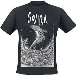 Gojira Woodblock Whales Männer T-Shirt schwarz M 100% Baumwolle (Bio-Baumwolle) Band-Merch, Bands von Gojira