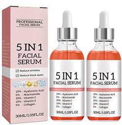 5 in 1 Facial Serum, Advanced Collagen Boost Anti Aging Serum,Facial Serum with Hyaluronic Acid and Niacinamide, 30ml/Bottle (2pcs) von Gokame