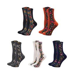 Gokame 5/10Pairs IonFit HeatDetox Floral Socks, Fittex HeatDetox Floral Socks, Vintage Embroidered Floral Socks, Slimming Vintage Flower Socks for Women Girls (5pairs) von Gokame