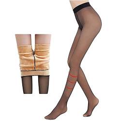 Gokame Perfect Legs Fake Translucent Warm Fleece Tights - Damen Thermo Strumpfhosen, Women Winter Thick Skinny and Warm Pantyhose (Black, 220g) von Gokame