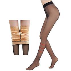 Gokame Perfect Legs Fake Translucent Warm Fleece Tights - Damen Thermo Strumpfhosen, Women Winter Thick Skinny and Warm Pantyhose (Black, 85g) von Gokame