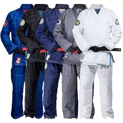 Gold BJJ Jiu Jitsu Gi – Ultraleichte Herren-Aeroweave – vorgeschrumpfte brasilianische Jiu Jitsu-Uniform für Herren (Weiß, A3) von Gold BJJ