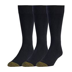 GOLDTOE Herren Micro Flat Knit Crew Socken, 3 Paar, Schwarz, Large von Gold Toe