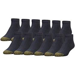 Gold Toe Herren 656p Cotton Quarter Athletic, mehrere Lässige Socke, Schwarz (12 Paar), Large (12er Pack) von Gold Toe