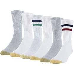 Gold Toe Herren Athletic Crew, 6 Paar Kurze Socken, Weiß/Grau meliert, Large (6er Pack) von Gold Toe