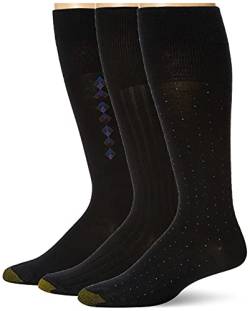 Gold Toe Herren Dress Over-The-Wadensocken, 3 Paar Kleid Socke, Schwarz, Large (3er Pack) von Gold Toe