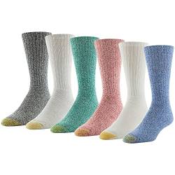 Gold Toe Herren Harrington Crew, mehrere Socken, Spectrum Blue Sortiert (6 Paar), Large (6er Pack) von Gold Toe