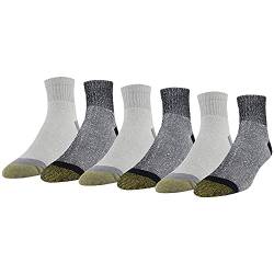 Gold Toe Men's 656p Cotton Quarter Athletic Socks, Multipairs Socks, Black/Grey (6-pairs), L UK von Gold Toe