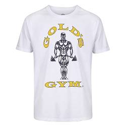 Gold's Gym Herren Ggtop009 Kapuzenshirt mit Langen Ärmeln Gym T-Shirt, Weiß/Gold, XL von Gold's Gym