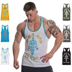 Gold's Gym Herren Muscle Joe Contrast Vest Stringer Weste, Weiß/türkis, M von Gold's Gym