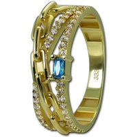 GoldDream Goldring GoldDream Gold Ring Glamour Gr.54 (Fingerring), Damen Ring Echtgold, 333er Gelbgold gold, weiß, hellblau Glamour von GoldDream