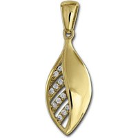 GoldDream Kettenanhänger GoldDream Ketten Anhänger Zirkonia 8K, Kettenanhänger ca. 25,5mm, 333 Gelbgold - 8 Karat(Leaf) Echtgold, 33 von GoldDream