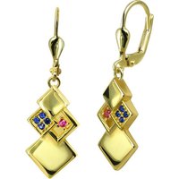 GoldDream Paar Ohrhänger GoldDream Ohrhänger Square Zirkonia blau (Ohrhänger), Damen Ohrhänger Square 333 Gelbgold - 8 Karat, Farbe: gold, blau, pink von GoldDream