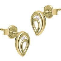 GoldDream Paar Ohrstecker GoldDream 333er Gold weiß Oval Zirkonia (Ohrstecker), Damen Ohrstecker Oval aus 333 Gelbgold - 8 Karat, Farbe: gold, weiß von GoldDream