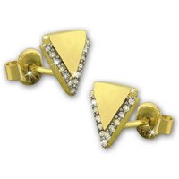 GoldDream Paar Ohrstecker GoldDream Gold Ohrringe Dreieck (Ohrstecker), Damen Ohrstecker Dreieck aus 333 Gelbgold - 8 Karat, Farbe: gold, weiß von GoldDream