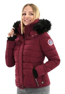 Navahoo warme Damen Winter Jacke Parka Mantel Stepp Kurzjacke gefüttert B301 [B301-Bordeaux-Gr.M] von Golden Brands Selection