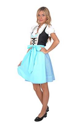 Dirndl Set 3tlg Trachtenkeid 367gt Schwarz Blau&Weiß karriert 42 von Golden Trachten