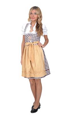 Dirndl Set Trachtenkleid 3tl. Braun, Weiß kariert, Größe 40 von Golden Trachten